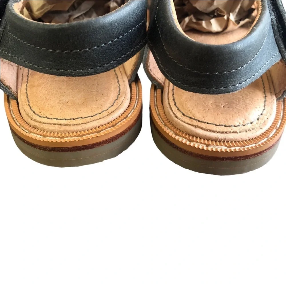 Mikoleon Leather “Rancher” Artisan Made Sandals Navy Blue
